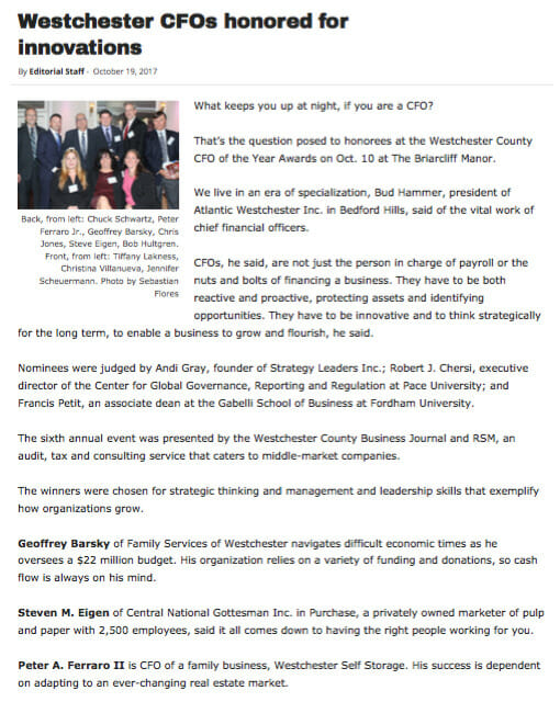 About Us CFO Honor